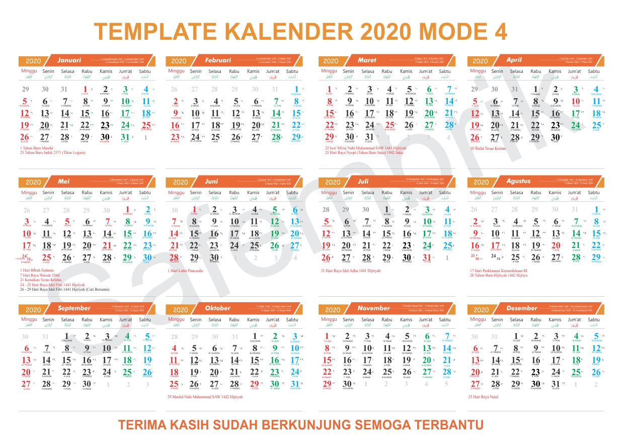 61 Kalender  2021  Lengkap  Jawa 