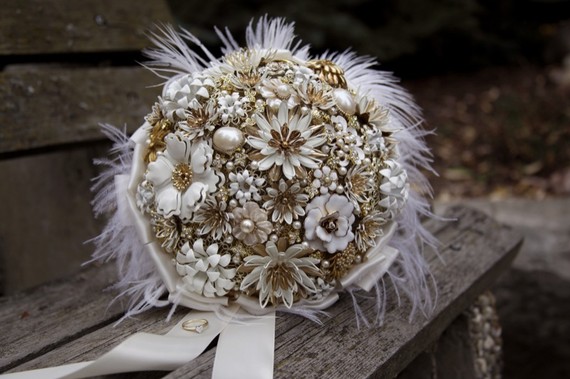 This brooch bouquet is the perfect touch of vintage