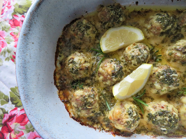 Baked Turkey Meatballs with Lemon Garlic Butter Sauce