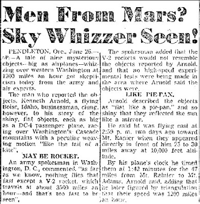 Me from Mars Sky Whizzer Seen - San Antonio Light 6-26-1947