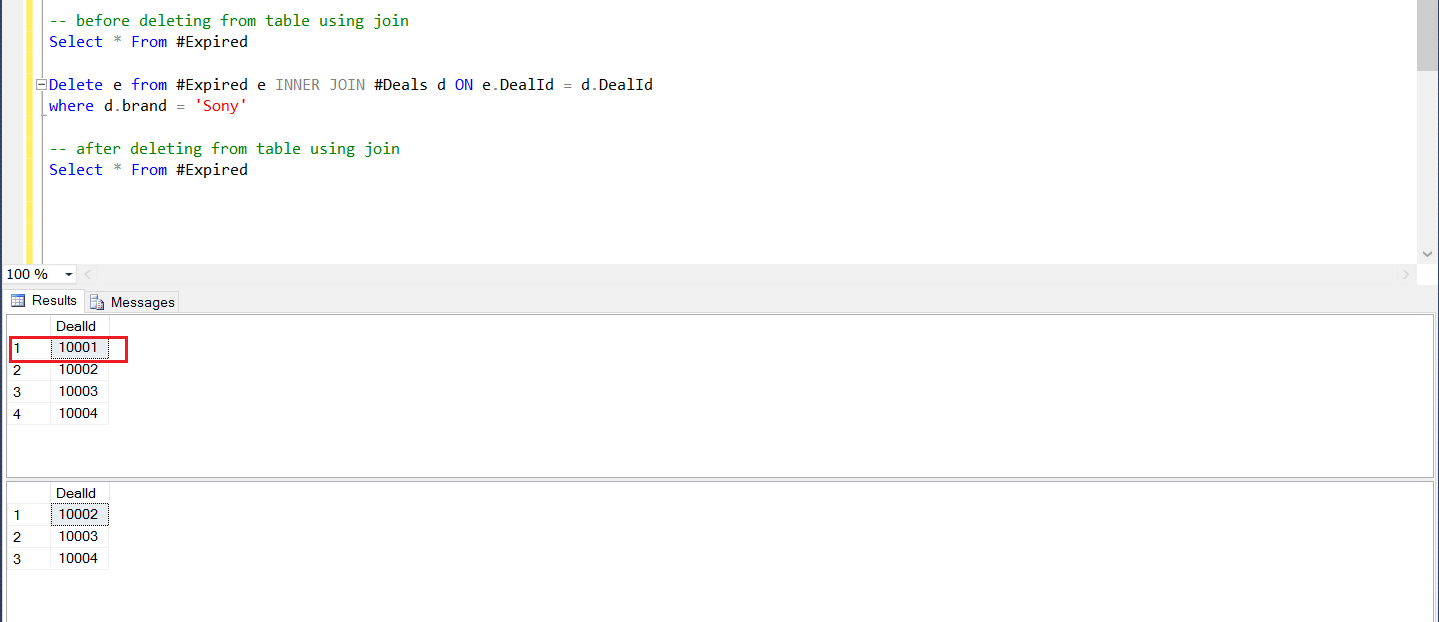 How to delete from table using JOIN in SQL Server