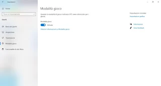 Modalità gioco Windows 10 Modalità gioco