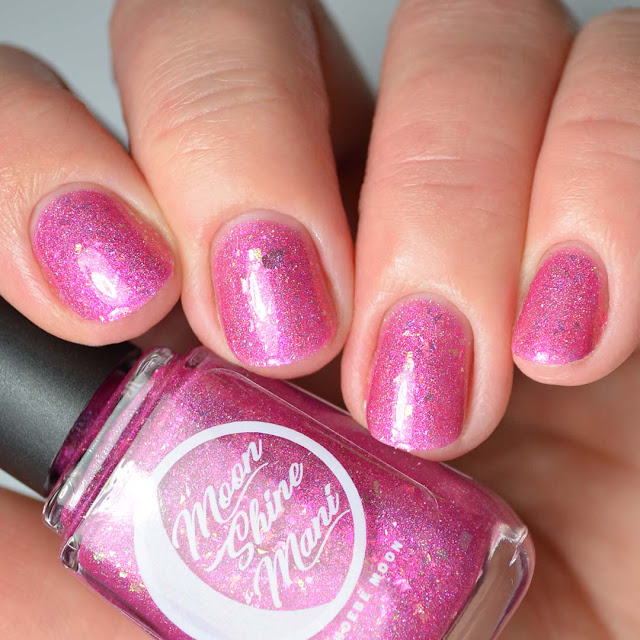 pink holographic nail polish swatch
