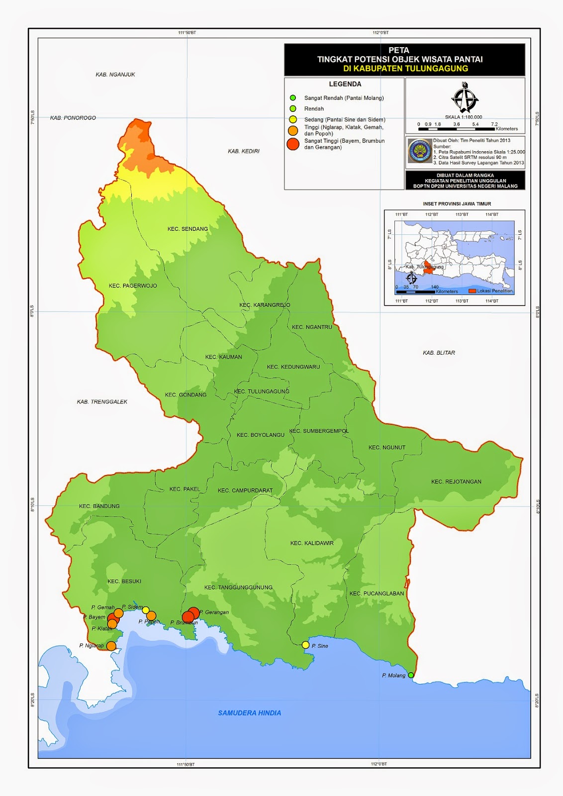 Peta Kabupaten  Tulungagung 