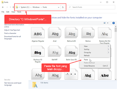 cara menginstall font di windows