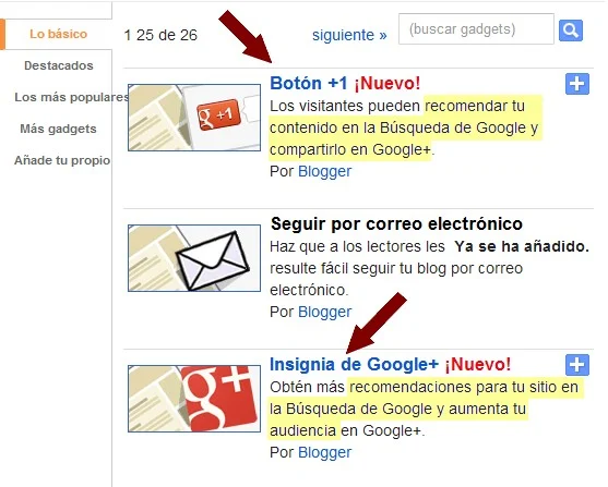 Nuevos gadgets Google+ para Blogger