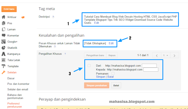 Cara Mengatur Setelan Preferensi Penelusuran Blogspot