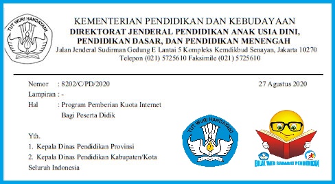 S.E Kemendikbud : Program Pemberian Kuota Internet Bagi PAUD, SD, SMP, SMA, dan SMK Selama Masa Pandemi Covid-19