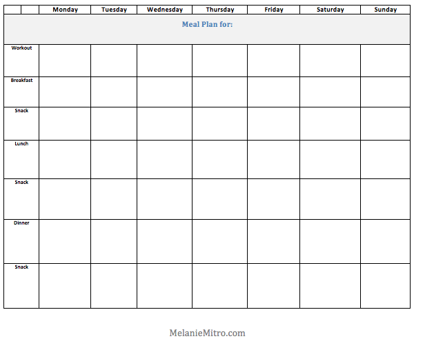 Blank Weekly Meal Plans Templates