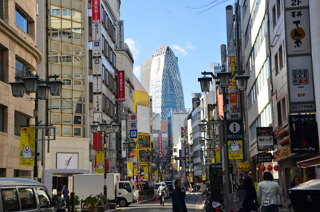 Shinjuku street overlooking at the Mode Gakuen Cocoon Tower (新宿区とモード学園コクーンタワー)