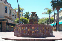 Fountain in Wrigley Plaza showing Catalina tiles