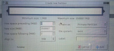 Create new disk partition