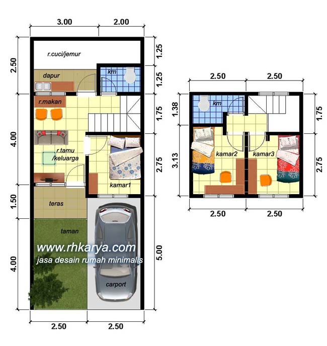  Desain  Denah Rumah  Minimalis 9x10 Type 45 2019