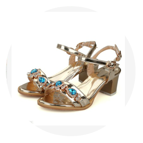  Trendy Rhinestone Horse-Shoe Heel Sandals