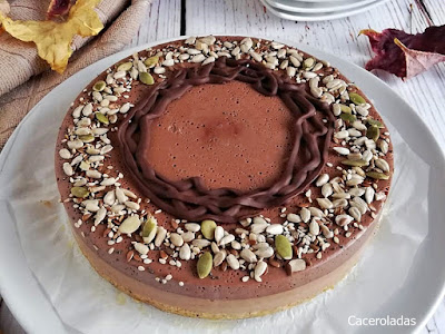 Tarta de queso con plátano y chocolate sin horno