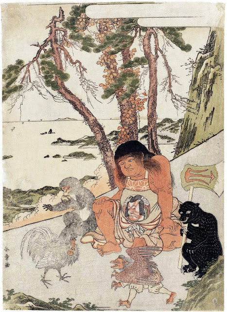 Ukiyo-e. Träsnitt. Kintaro, Shunshō