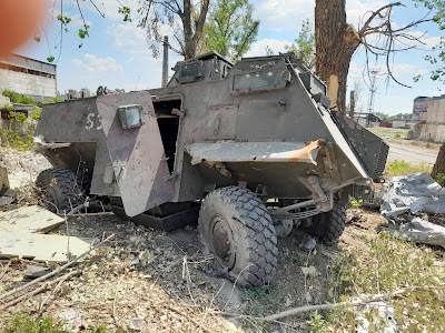 destroyed British Saxon APC at Severodonetsk, LPR