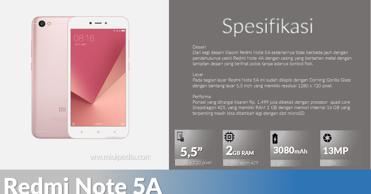 Spesifikasi dan Harga Xiaomi Redmi Note 5A - MIUIPEDIA