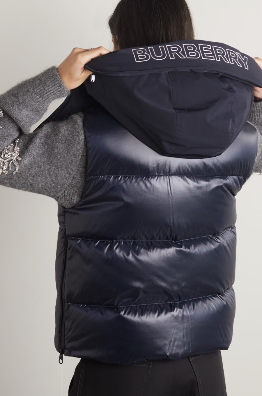 BURBERRY Hooded quilted shell down vest