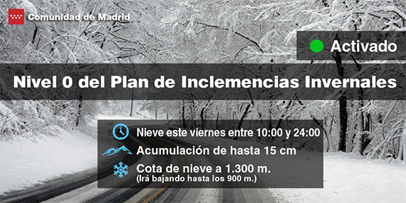 Activado el nivel 0 del Plan de Inclemencias Invernales - viernes 26 de febrero 2016