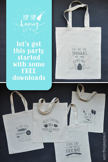 free downloads for tote bags and favors | celebrate with Creative Bag