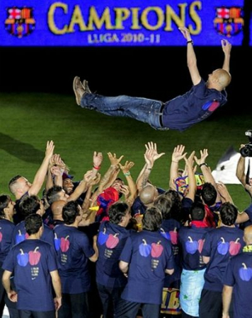 celebración del FC Barcelona campeones de la liga 2011