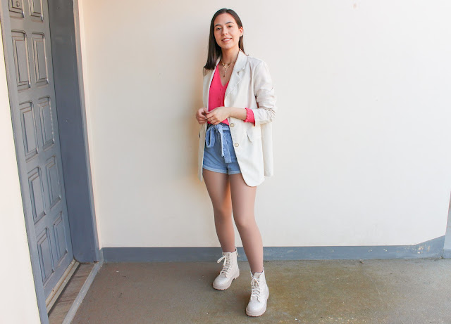 Look short jeans e meia calça marrom!