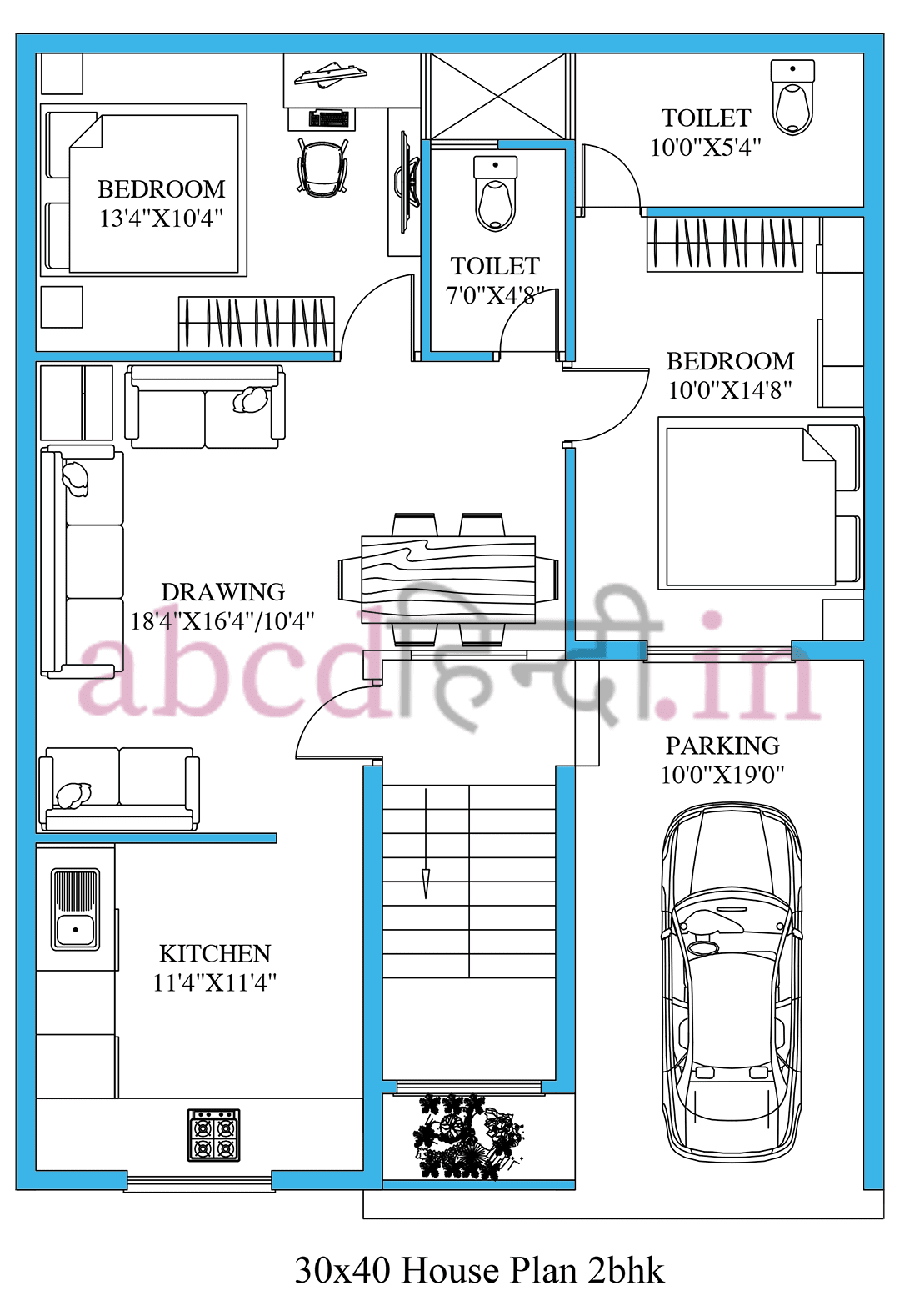 30x40 house plans with car parking