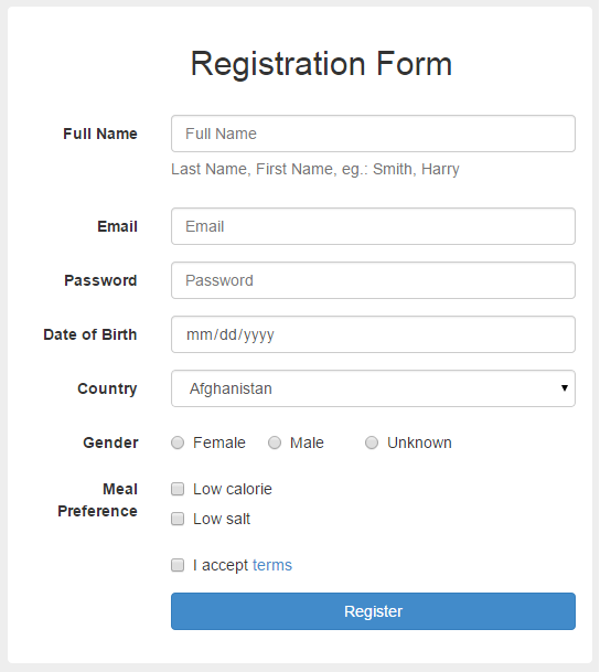 Bootstrap 4 form template