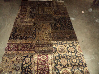 hand-knotted patch wool rug