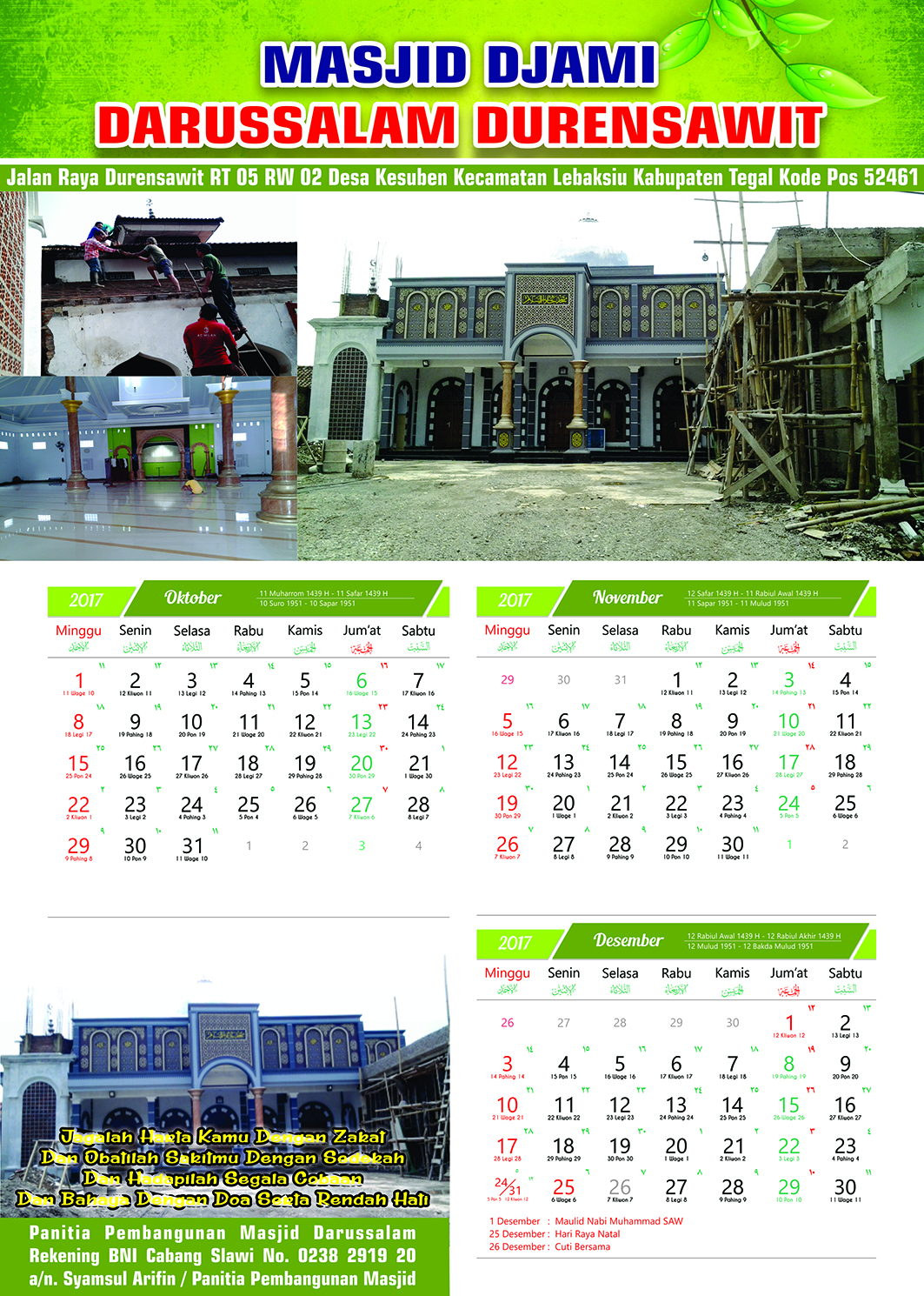 Contoh Desain Kalender Masjid Rumah Joglo Limasan Work