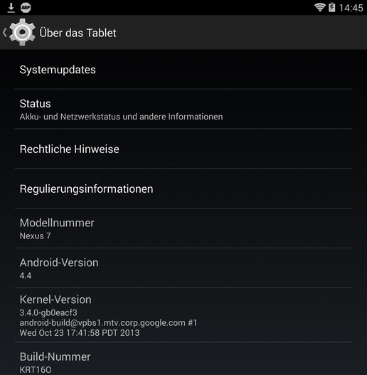 Android KitKat 4.4 auf Nexus 7 (2013)