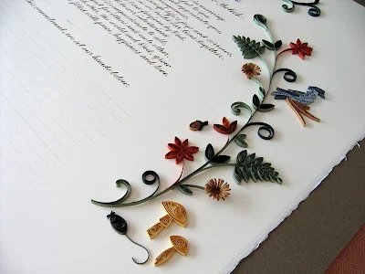 Quilled Quaker marriage certificate by Ann Martin