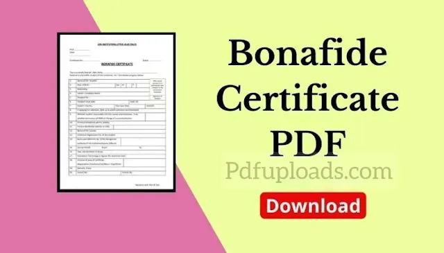 Bonafide Certificate form PDF