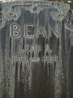 closeup of Leon Samuel Bean headstone at Oak Hill Memorial Park in San Jose CA