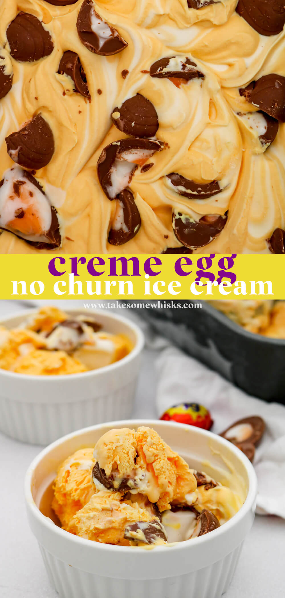 No Churn Creme Egg Ice Cream | Take Some Whisks