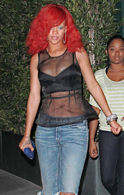 Rihanna wearing a see-through shirt