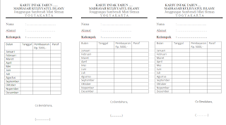 MKI : CONTOH KARTU INFAK / SYAHRIYAH MADRASAH