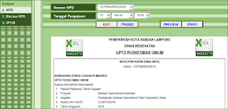 Aplikasi Excel Nota Pencairan Dana dan SPTJB