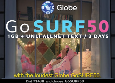 GOSURF50 : 1GB Surfing with 300MB for App of Choice + Unli All-Net Texts for 3 Days 