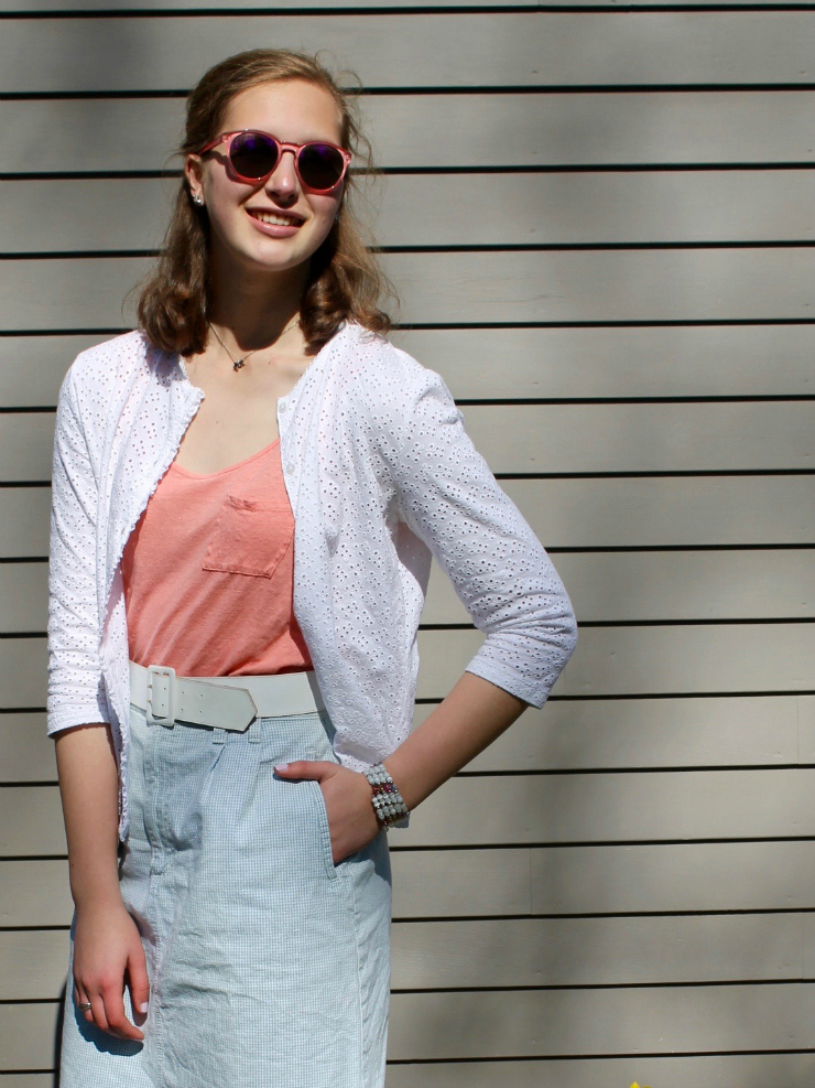 Spring look with a cute knee length skirt