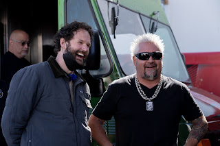 Director Kyle Marvin and Guy Fieri in 80 For Brady from Paramount Pictures.