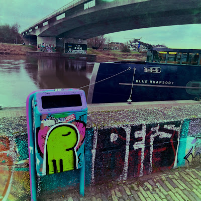 Graffiti, schip en brug, Arnhem