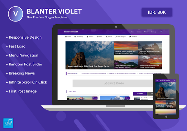 Blanter Voilet Blogger Template Free Download Premium Version.