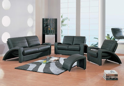 Living Room Interior Design with Modern Leather Sofa