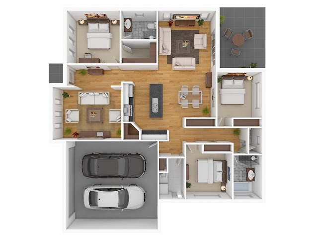 25 Gambar Denah  Rumah  Minimalis 3D  Tiga Dimensi 