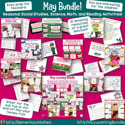 Resources for May - plenty of resources for Mother's Day, Cinco de Mayo, Memorial Day, and even the Kentucky Derby!