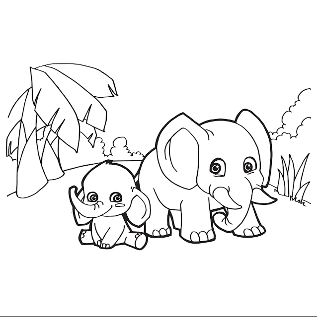 Free Printable Cartoon Elephant Coloring Pages