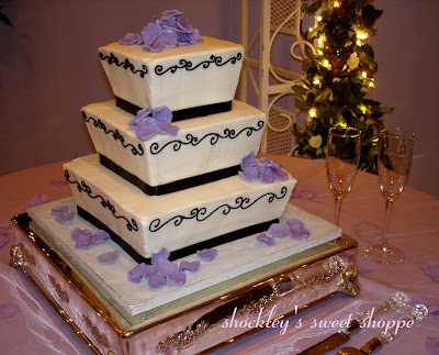This wedding cake went to Grand Affairs and had a unique inward slant