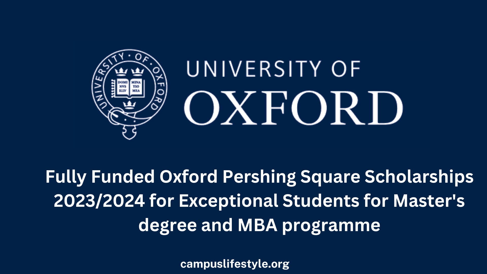 Oxford Pershing Square Scholarships 2023/2024 for Exceptional Students